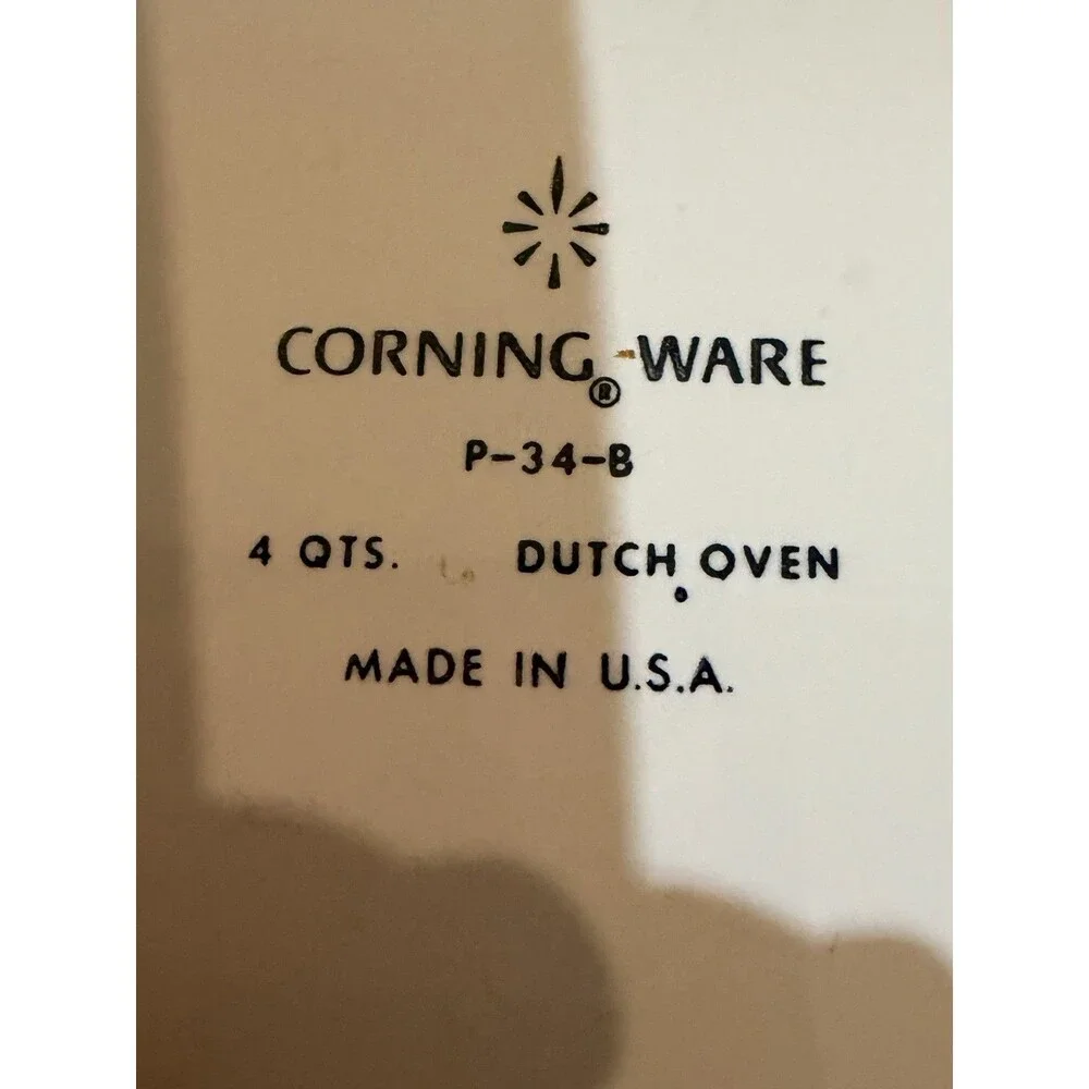 Vintage Corning Ware BLUE CORNFLOWER 4qt Dutch Oven P-34-B NO LID
